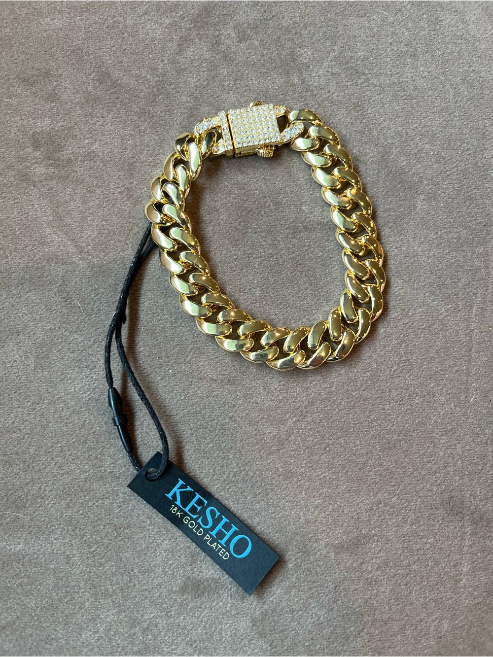 KESHO Miami Cuban Link Chain  Bracelet with CZ Pave Lock